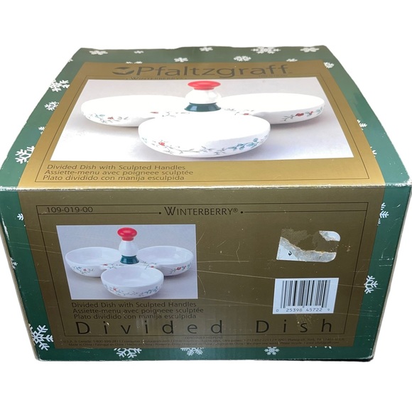 Pfaltzgraff Winterberry Divided Dish Three Bowls  with Sculpted Handles EUC - Picture 8 of 8